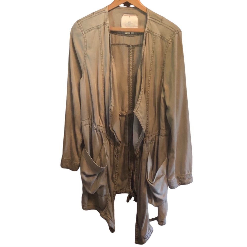 Anthropology Hei Hei Morgan Draped Utility Jacket Taupe Size Medium